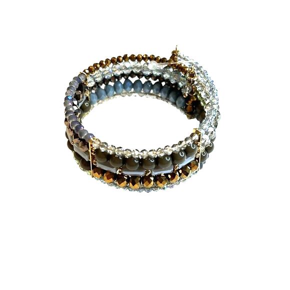 INC International Concepts Multi-Color 5 Layer Bracelet, Gold w/ Beads, NWT! - Picture 1 of 3